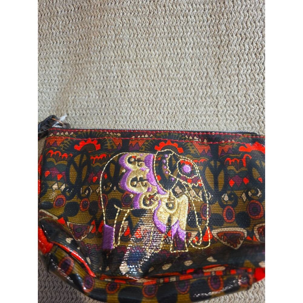 Sakroots Makeup VinylZipBag Embroidered Gold & Purple Elephant NWT But Worn Pull - Picture 2 of 8